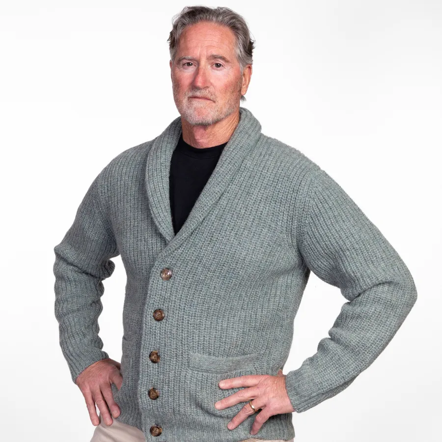 Classic Ribbed Knit Alpaca Cardigan