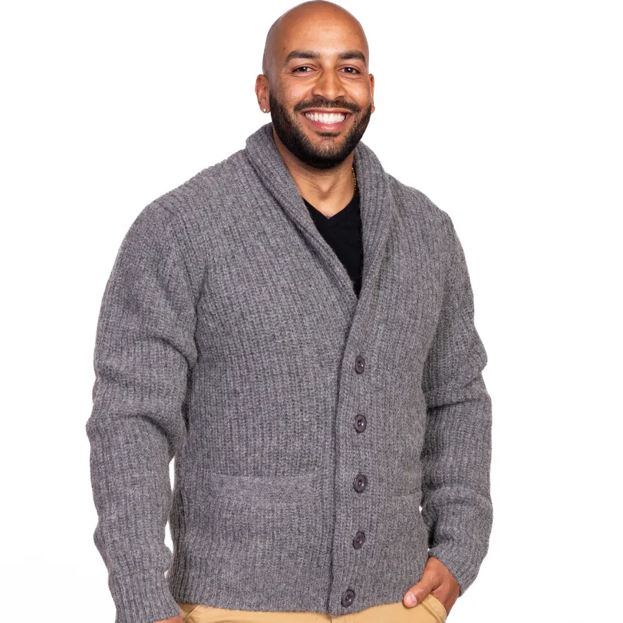 Classic Ribbed Knit Alpaca Cardigan