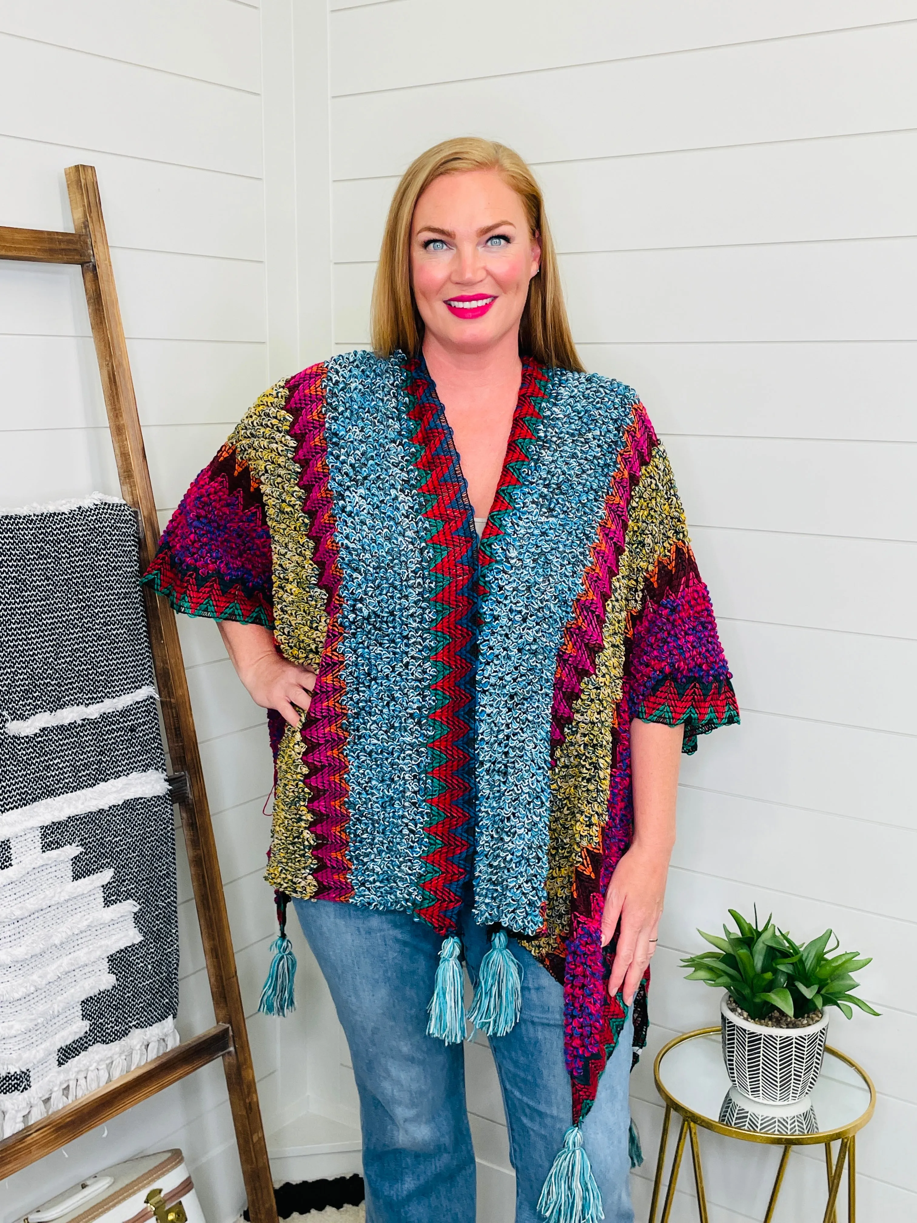 Colorful Crochet Boho Shawl: 2 Colors