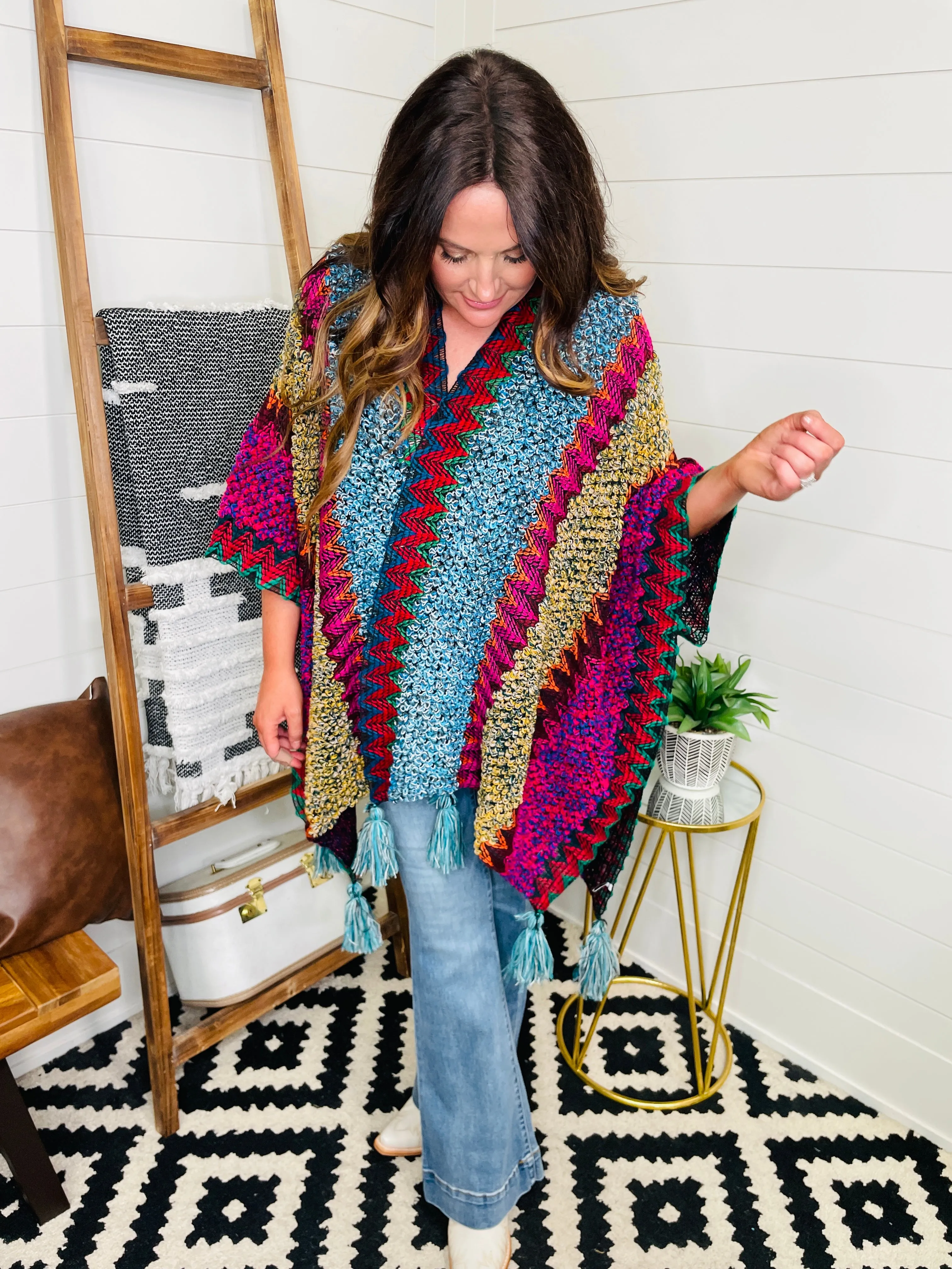 Colorful Crochet Boho Shawl: 2 Colors