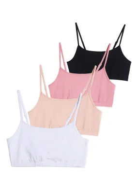 Comfneat Women's 4-Pack String Bralette Cotton Spandex Bra