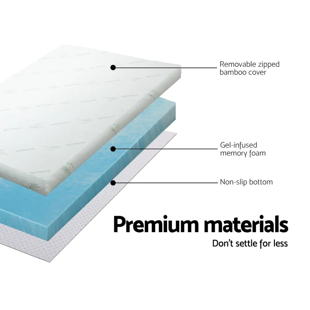 Cool Gel Swirl Infused Memory Foam 5CM Thick Mattress Topper With Bamboo Cover - Single