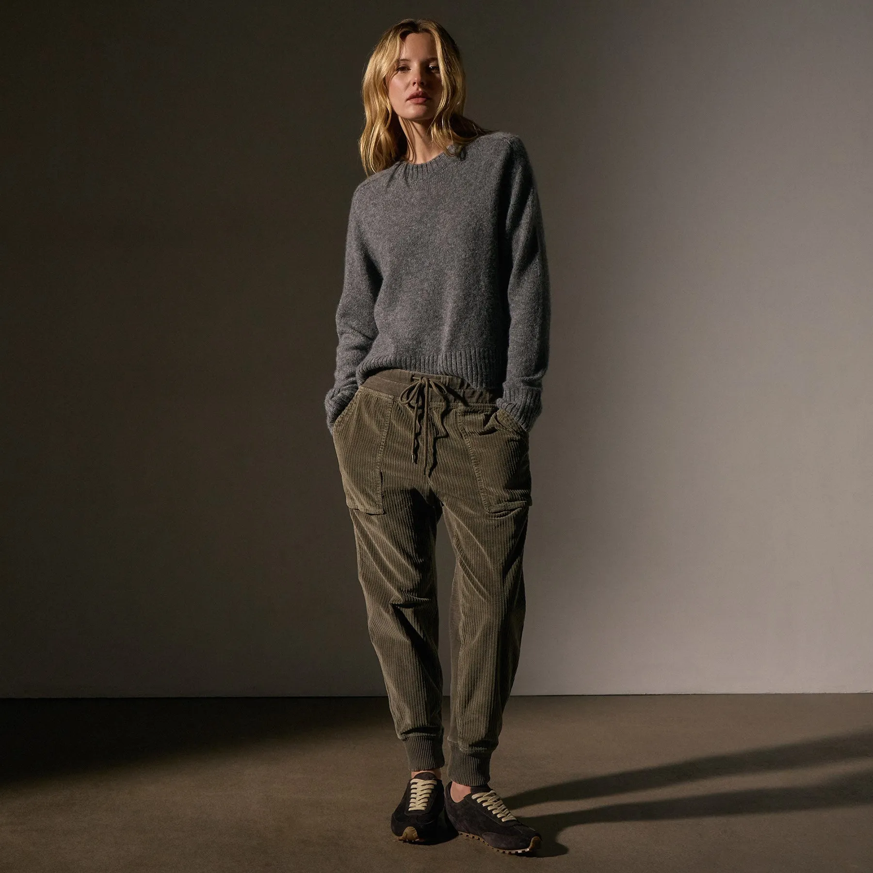 Corduroy Mixed Media Pant - Army Green Pigment