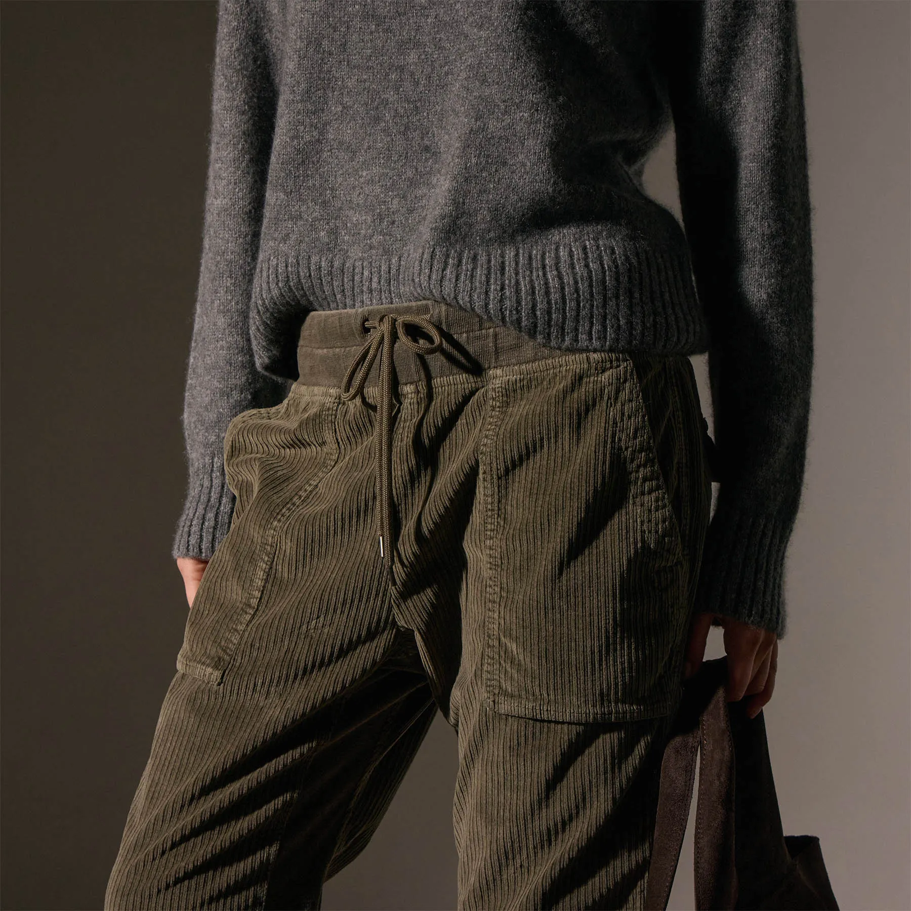 Corduroy Mixed Media Pant - Army Green Pigment