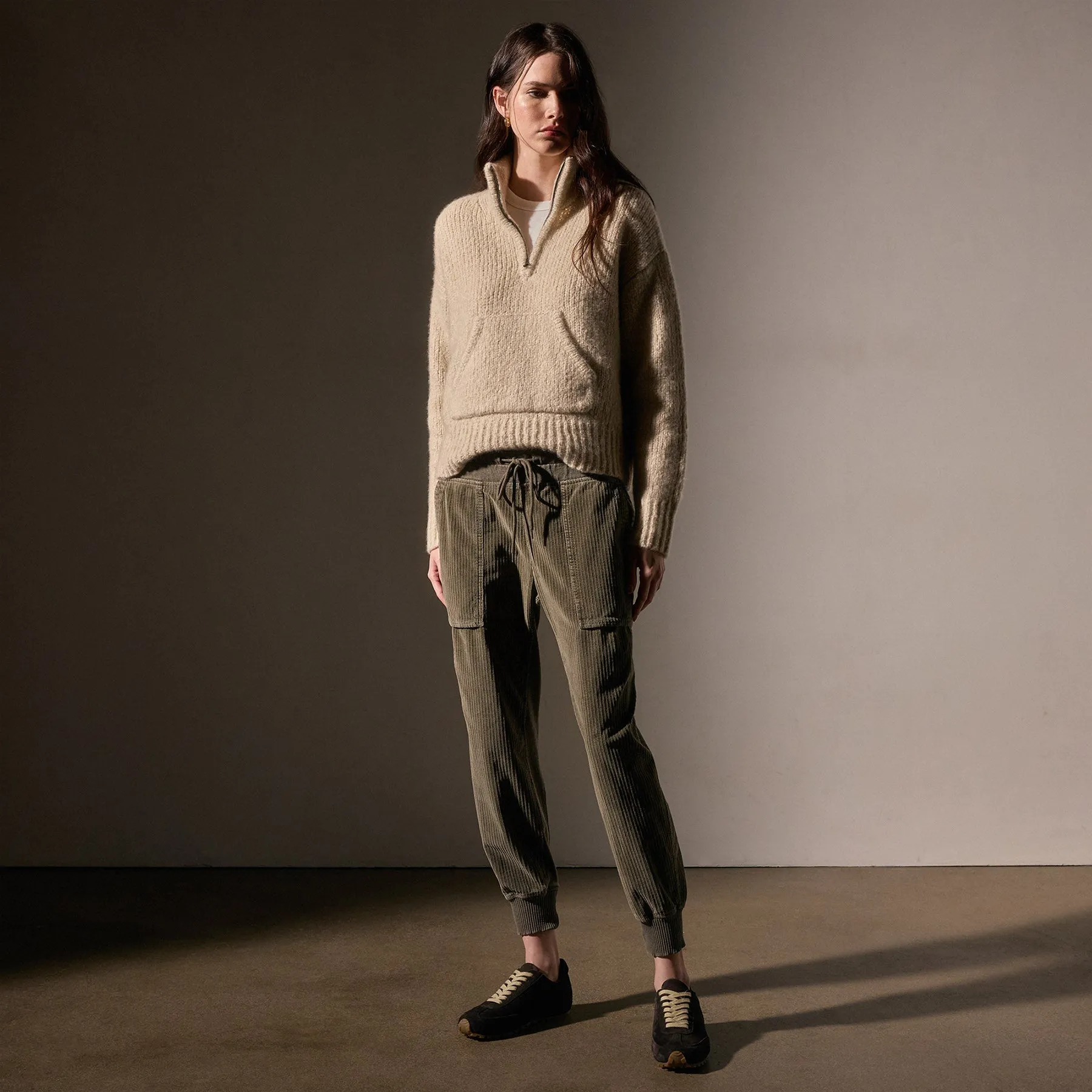 Corduroy Mixed Media Pant - Army Green Pigment