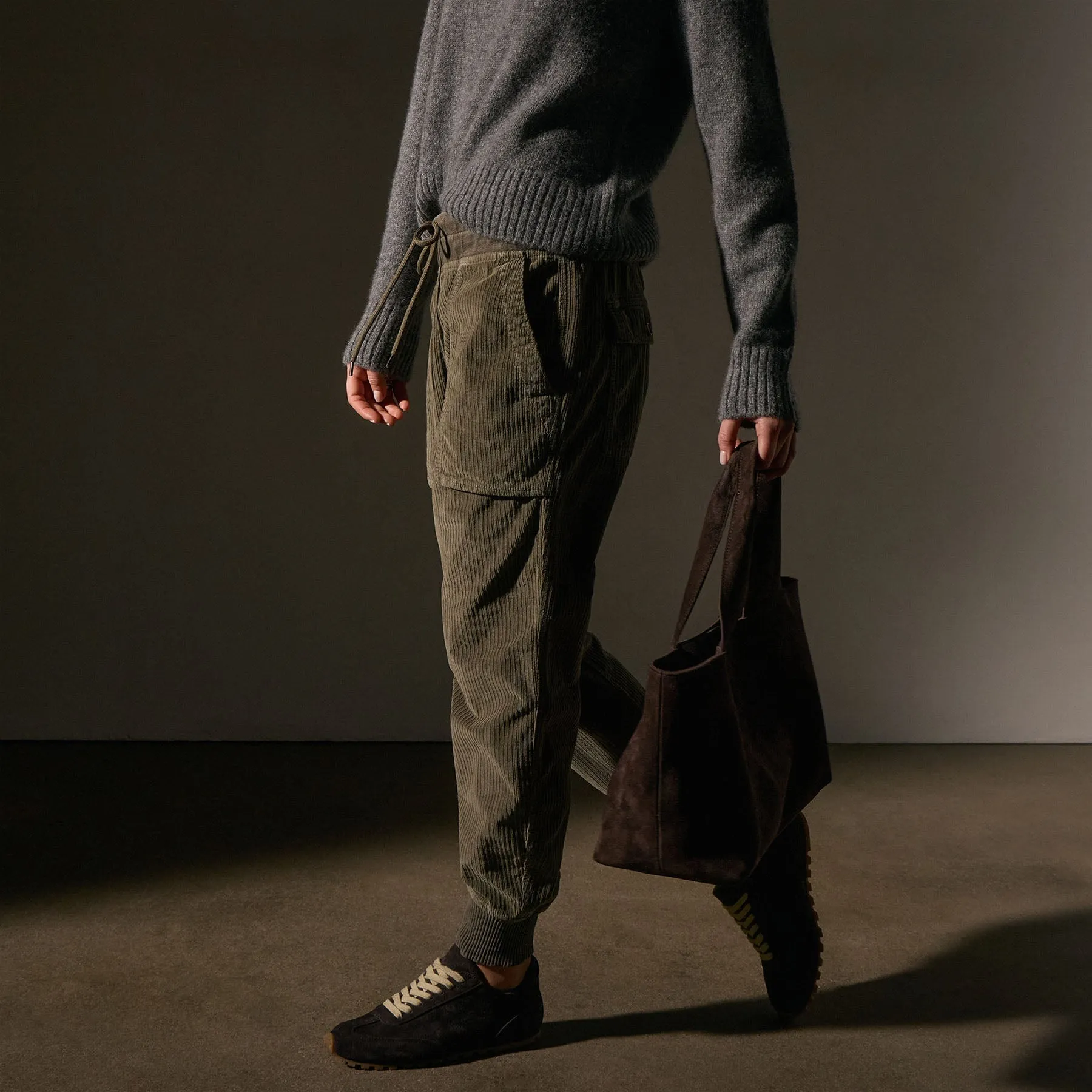 Corduroy Mixed Media Pant - Army Green Pigment