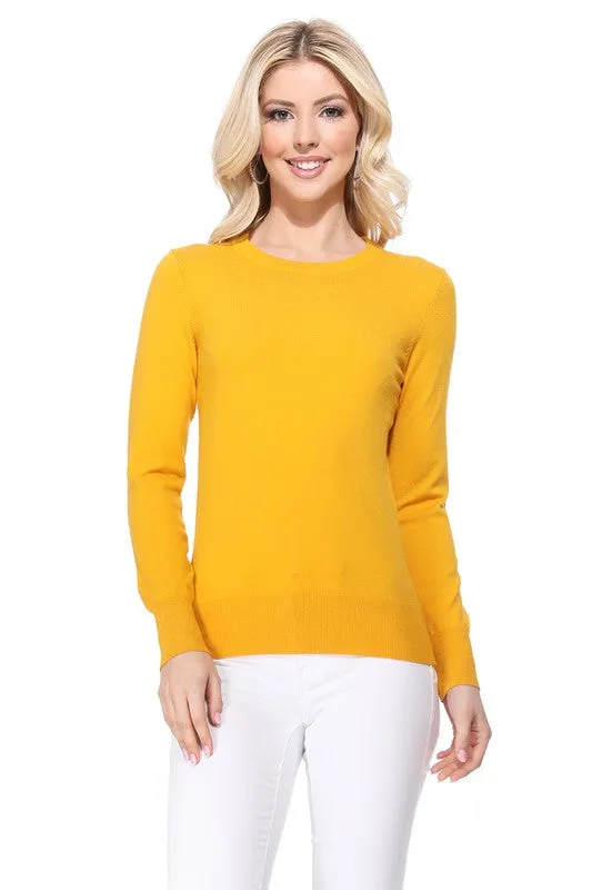 Crew Neck Long Sleeve Light Basic Casual Knit Top