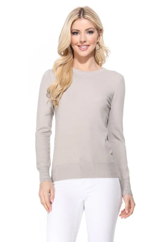 Crew Neck Long Sleeve Light Basic Casual Knit Top