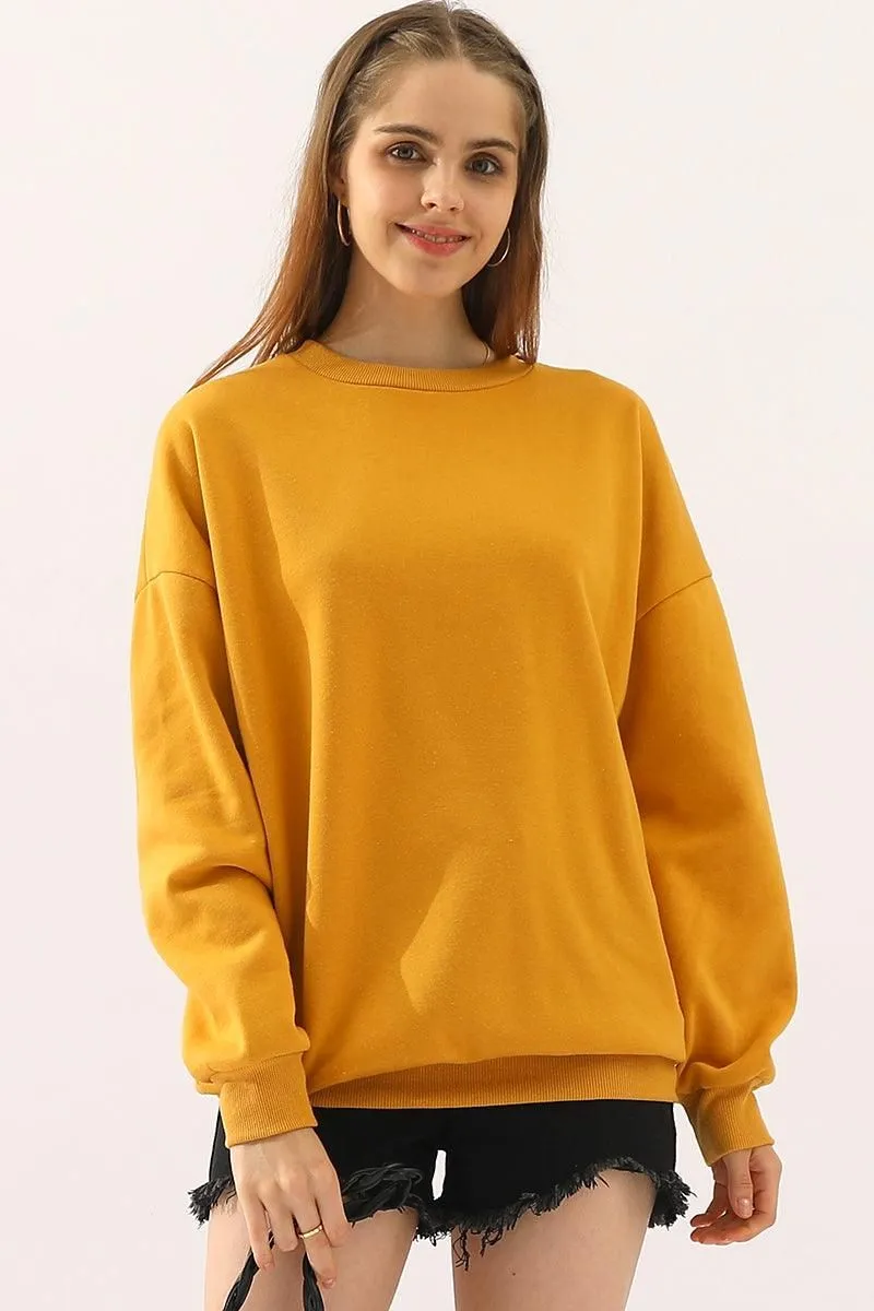 CREW NECK LONG SLEEVE PULLOVER TOPS SWEATSHIRT