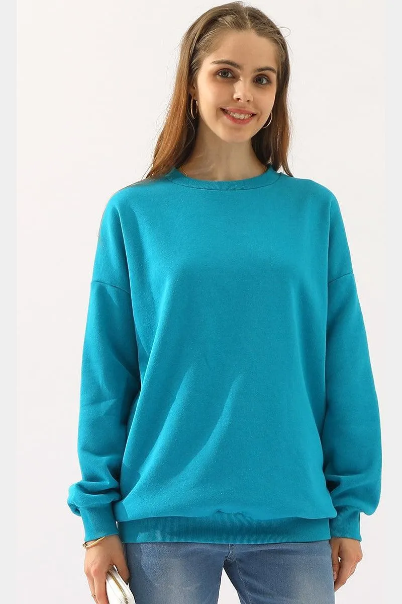 CREW NECK LONG SLEEVE PULLOVER TOPS SWEATSHIRT