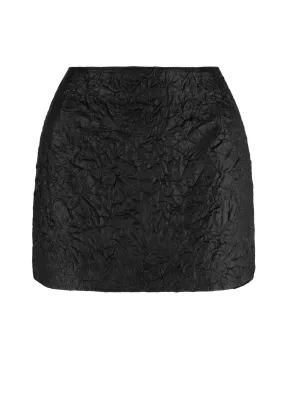 Crinkle Leather Mini Skirt