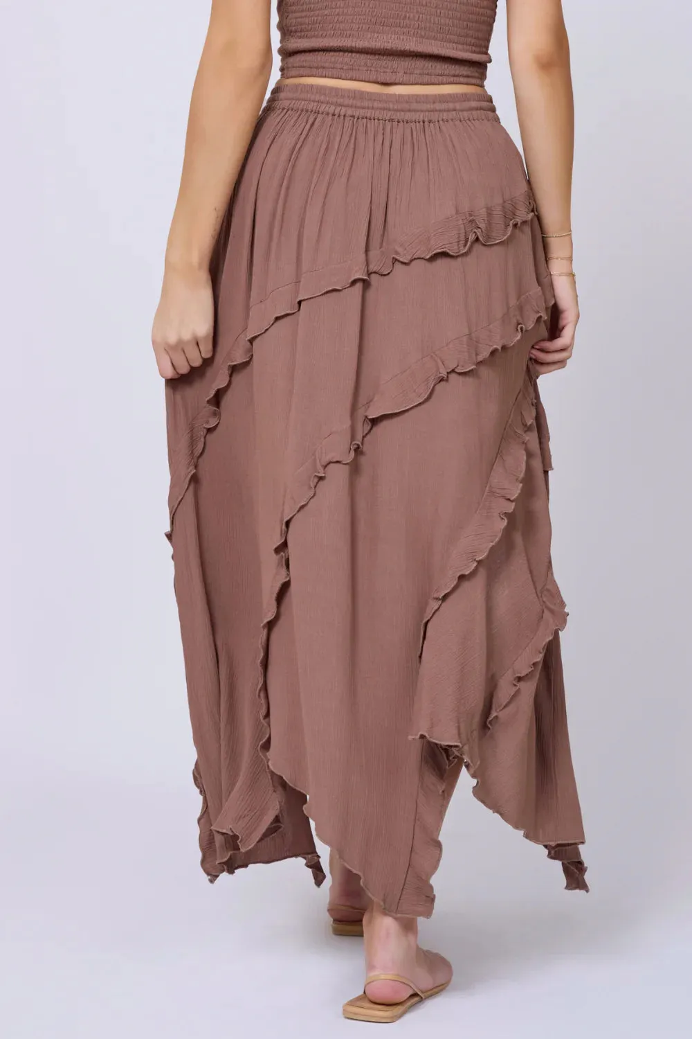 Crinkle Ruffle Maxi Skirt