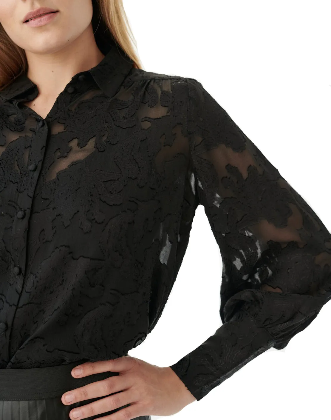 Dea Kudibal Cadence 'Volume Sleeve Black Sheer Shirt'