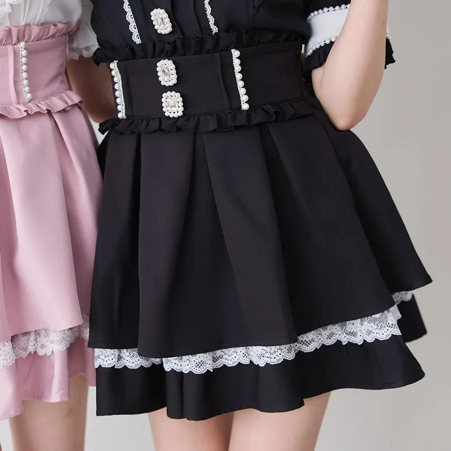 Dear My Love jirai kei double layered flare skirt