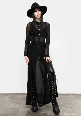 Divination Mesh Maxi Shirt Dress