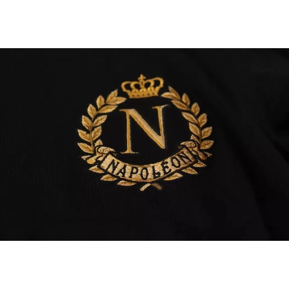 Dolce & Gabbana Black Wool Silk Napoleon Gold Sweater