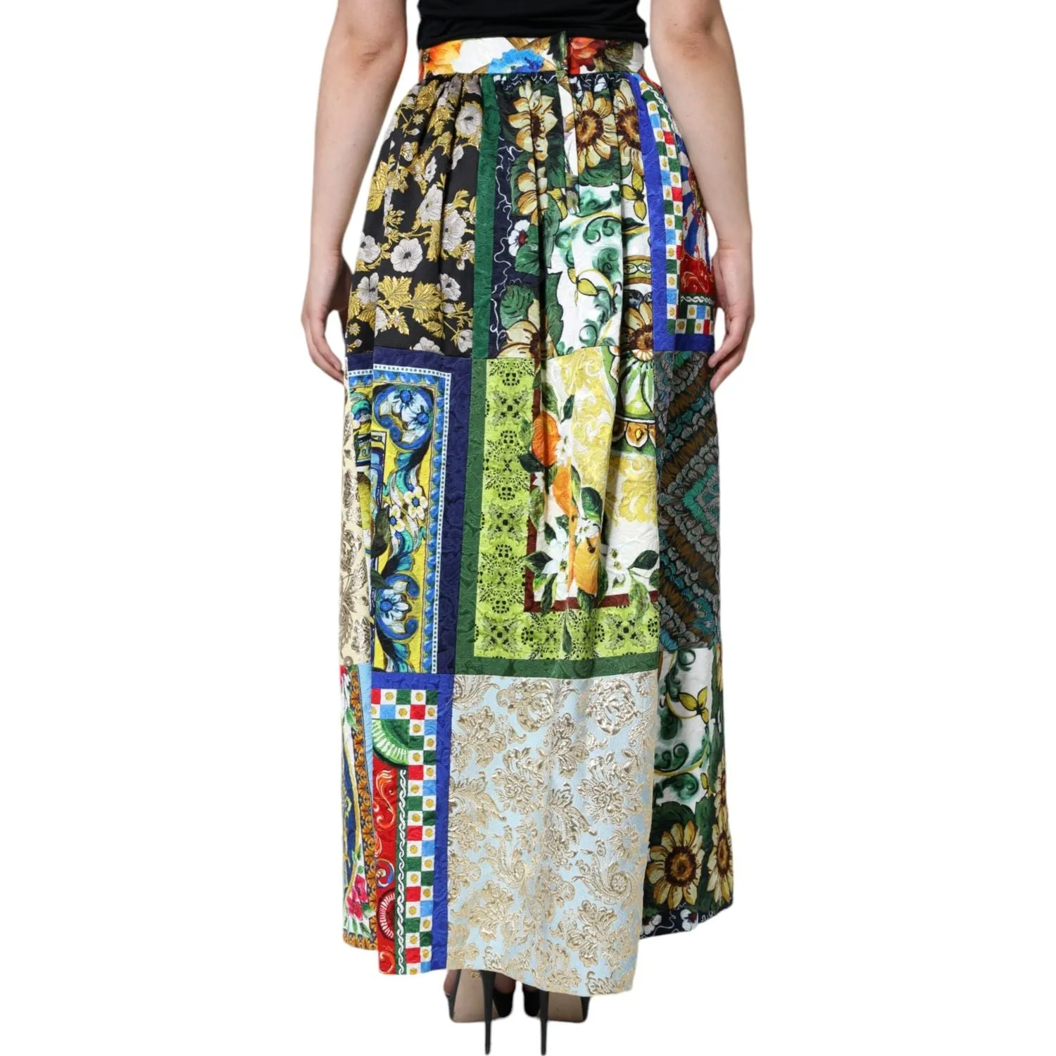 Dolce & Gabbana Multicolor Patchwork Sicily Long Maxi Skirt