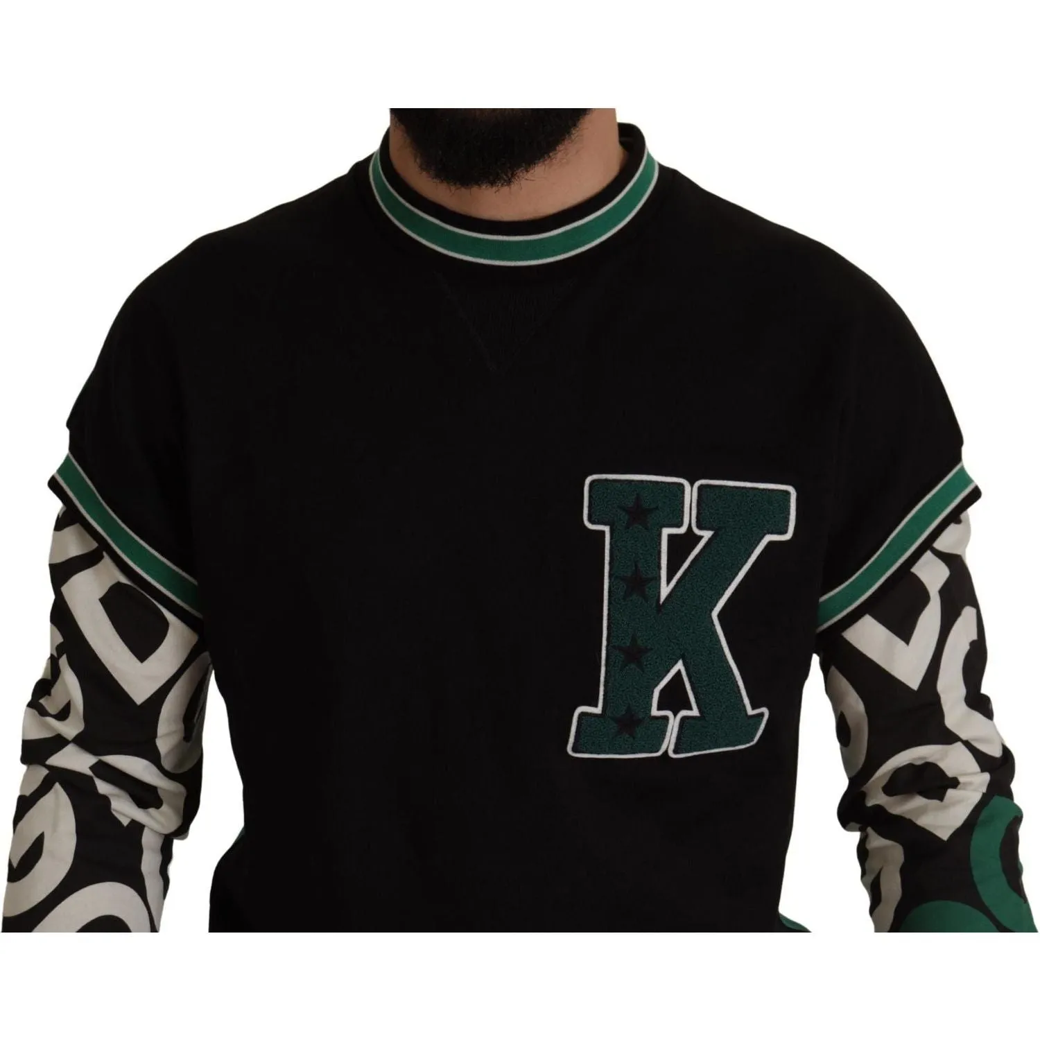 Dolce & Gabbana Regal Crewneck Pullover Sweater - Black & Green