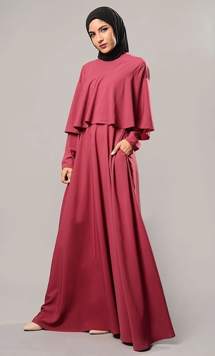 Double Layered Cape Style Arabian Abaya Dress - Final sale