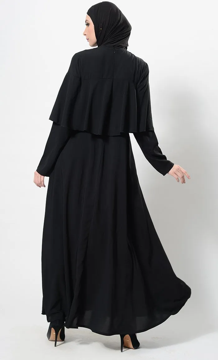 Double Layered Cape Style Arabian Abaya Dress