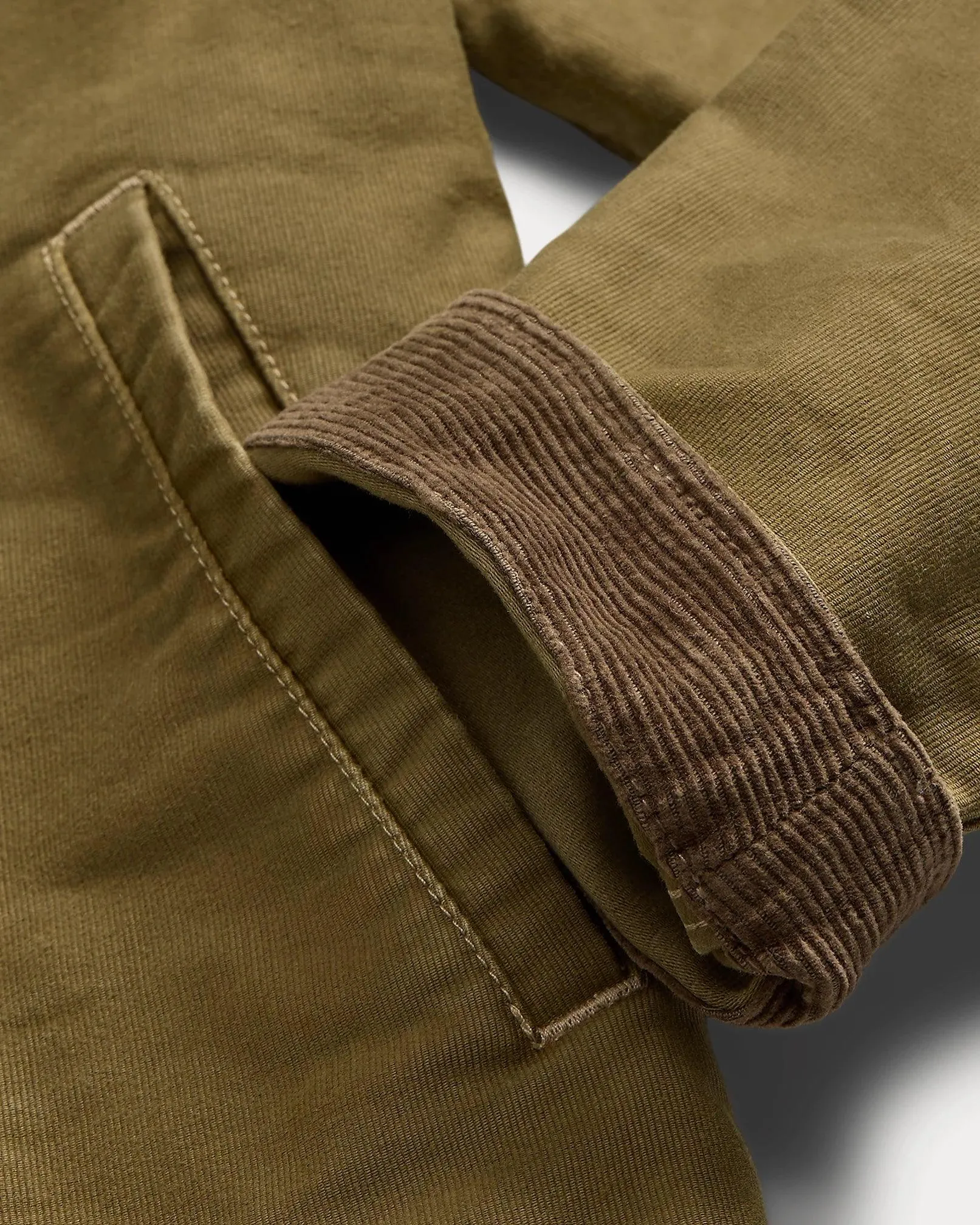 Double RL - Corduroy-Collar Cotton Deck Jacket - Khaki Drab