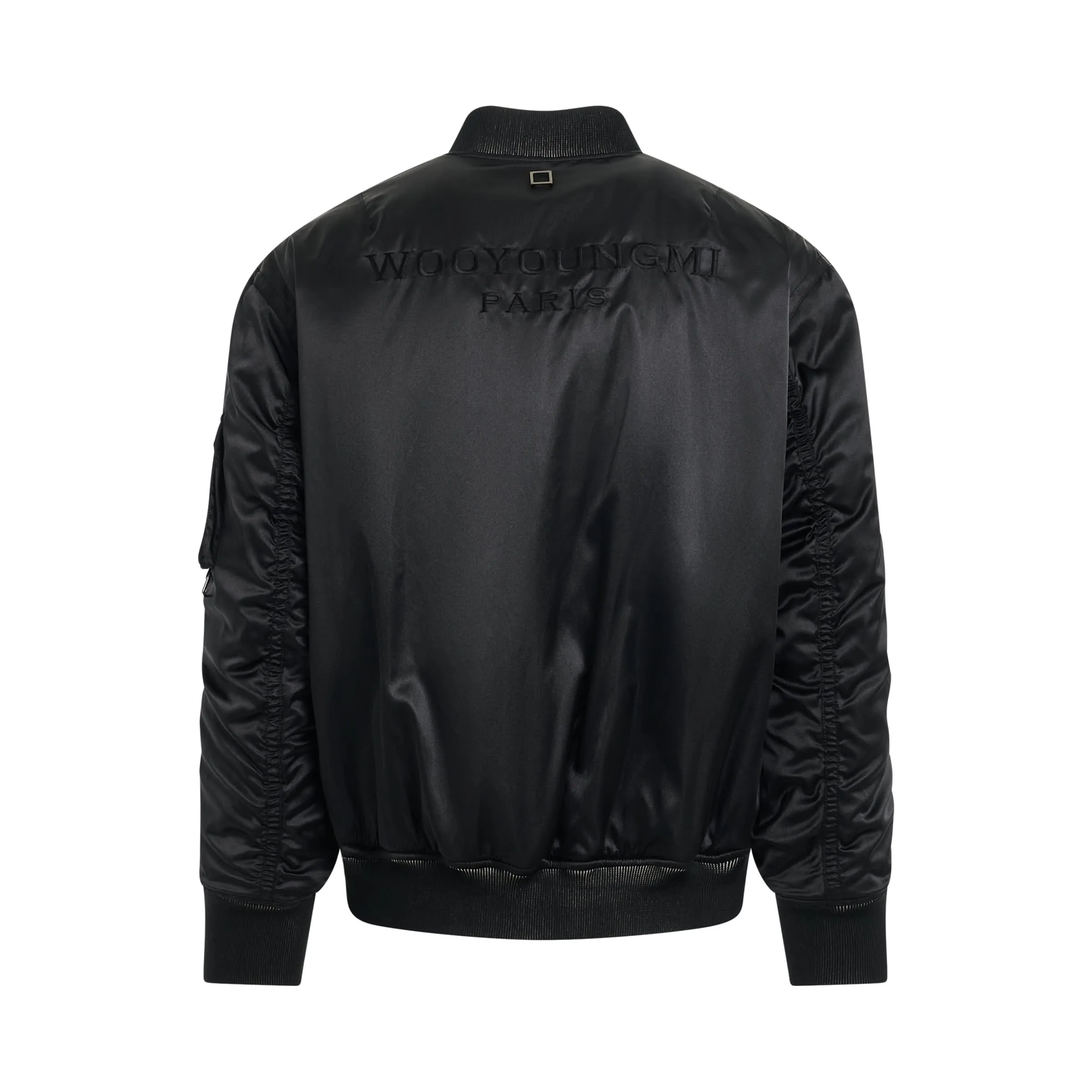 Embroidered Back Logo Bomber Jacket in Black