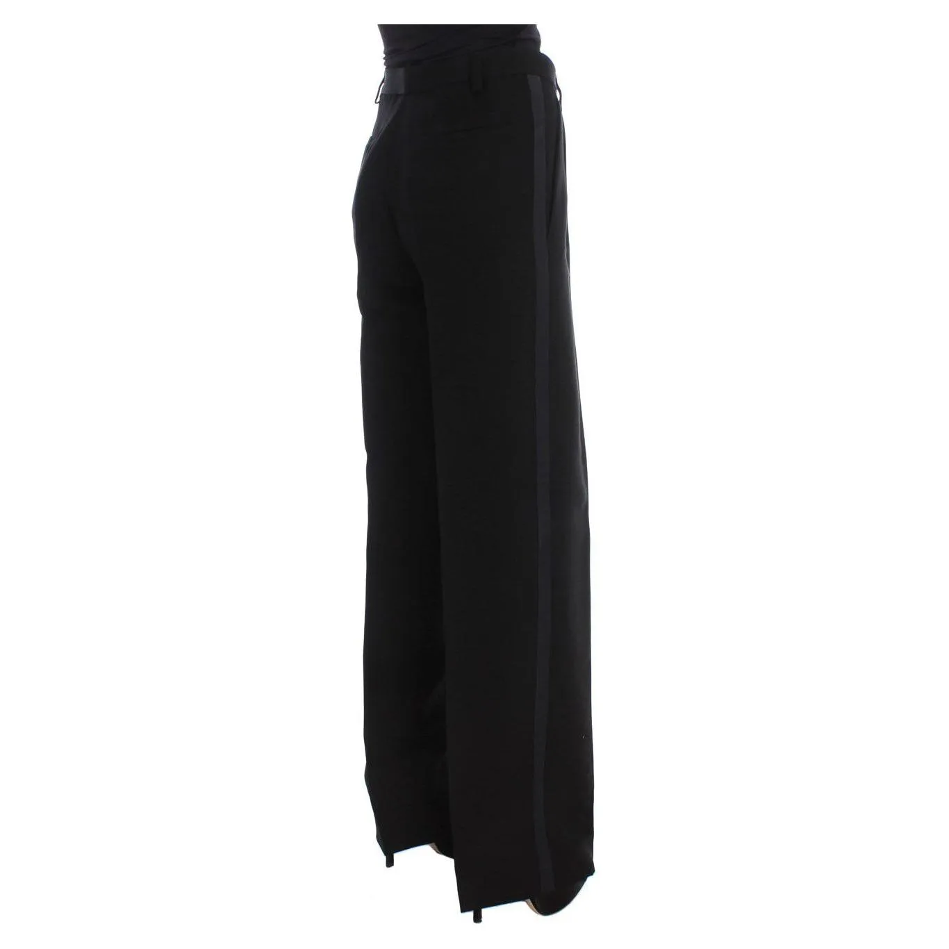 Ermanno Scervino Chic Black Wide Leg Silk Blend Jeans