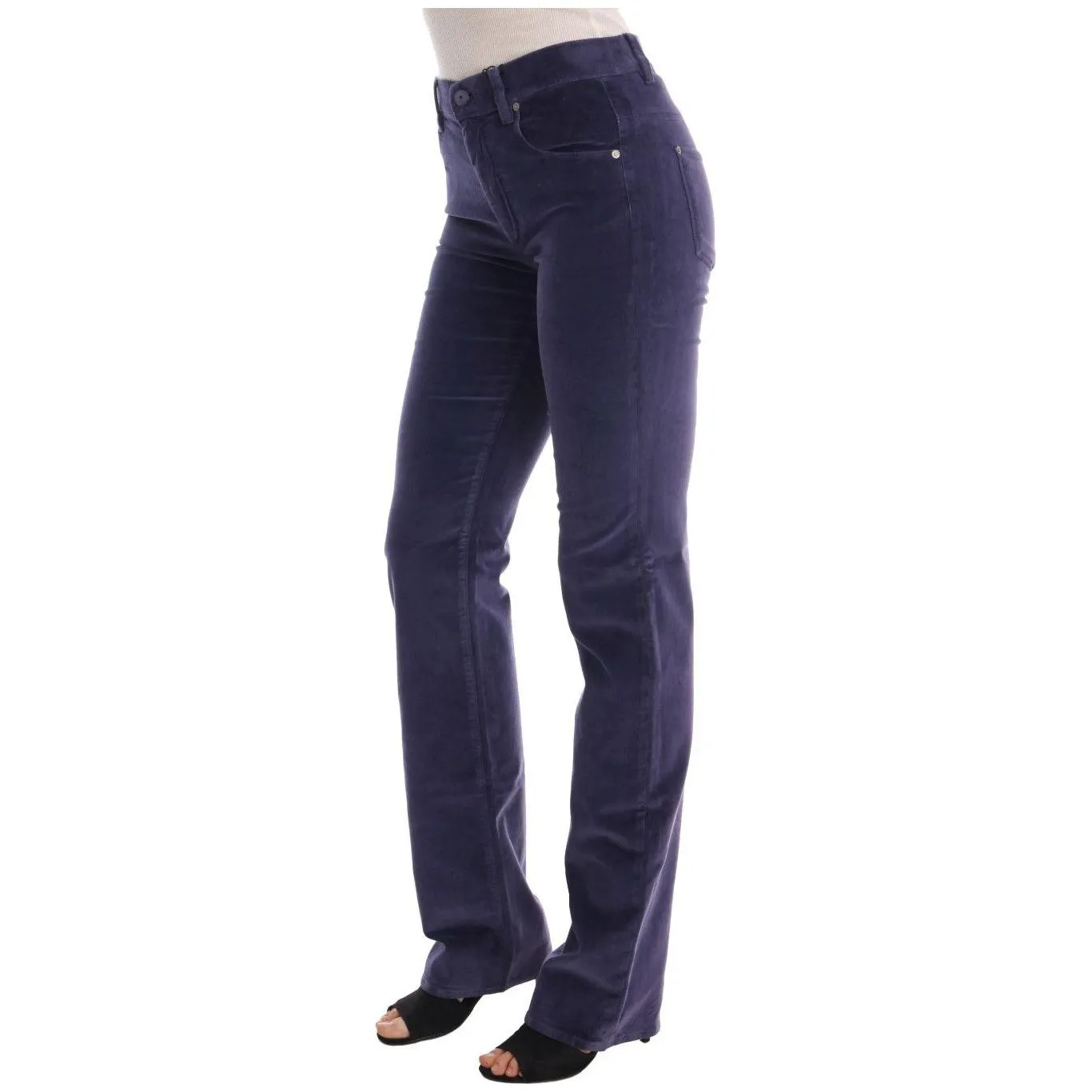 Ermanno Scervino Chic Purple Corduroy Bootcut Flare Pants