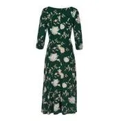 Evergreen Round Neck Fit and Flare Dress