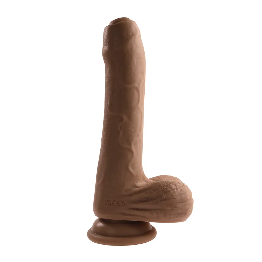 Evolved Peek A Boo Rechargeable Vibrating 8 in. Silicone Uncircumcised Dildo with Power Boost Dark