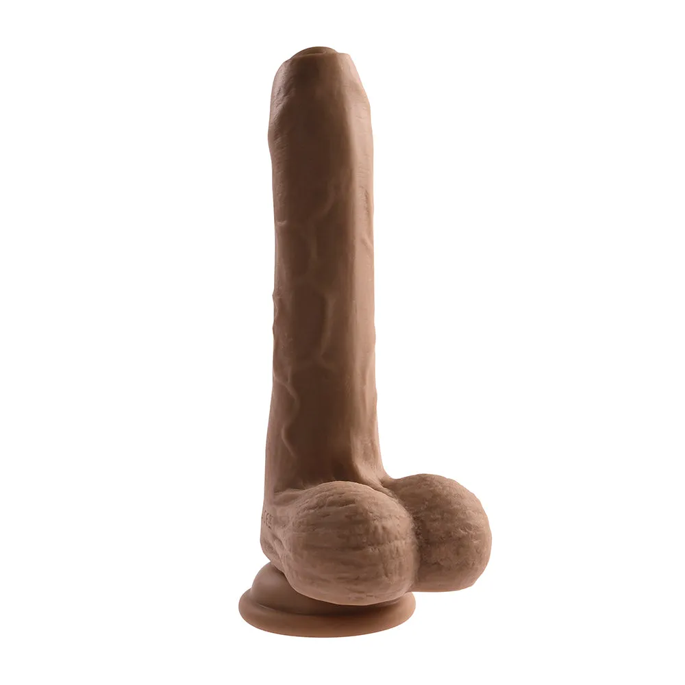 Evolved Peek A Boo Rechargeable Vibrating 8 in. Silicone Uncircumcised Dildo with Power Boost Dark