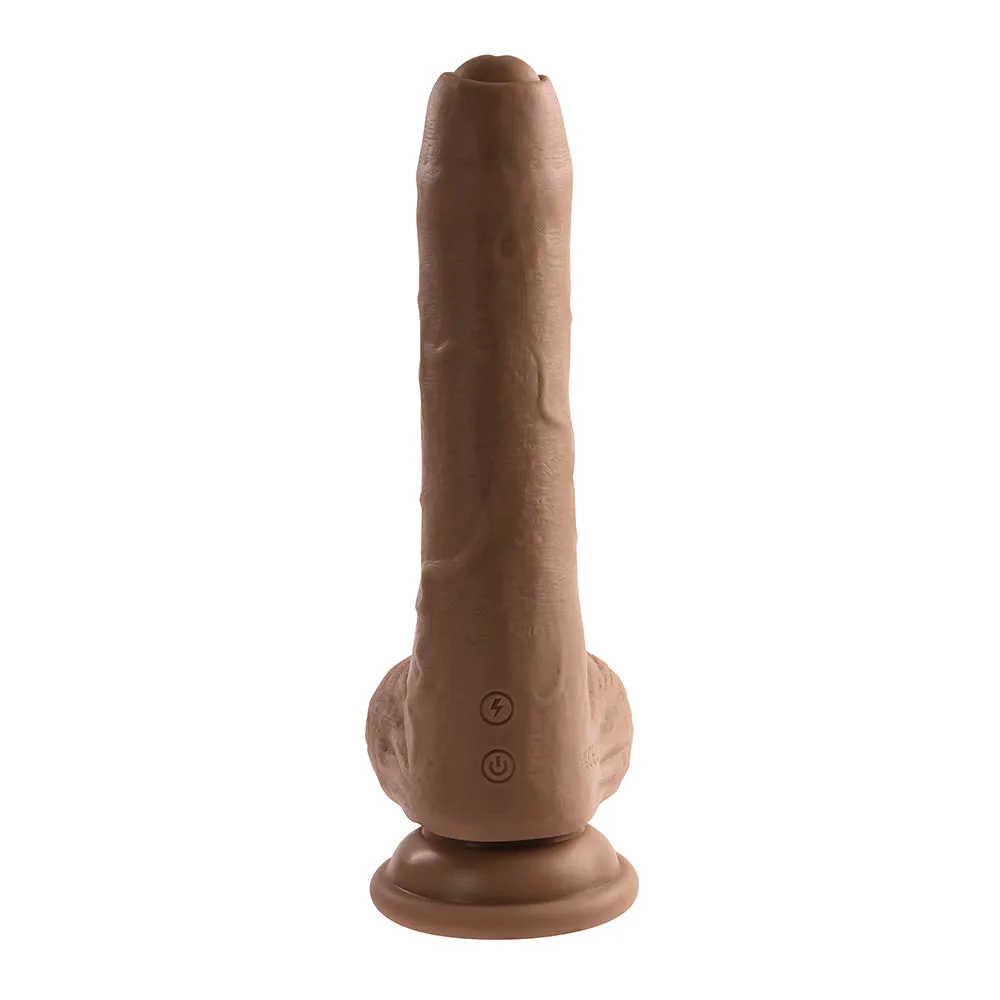 Evolved Peek A Boo Rechargeable Vibrating 8 in. Silicone Uncircumcised Dildo with Power Boost Dark