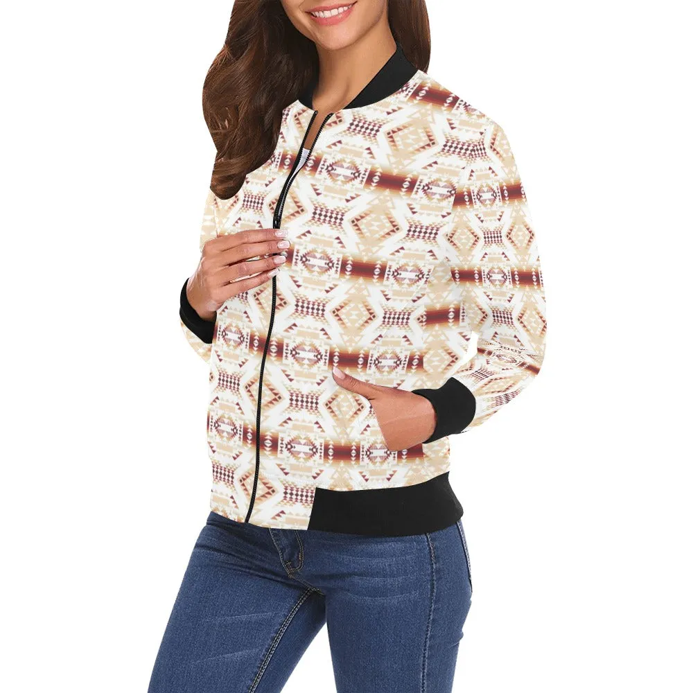 Gathering Clay All Over Print Bomber Jacket for Women