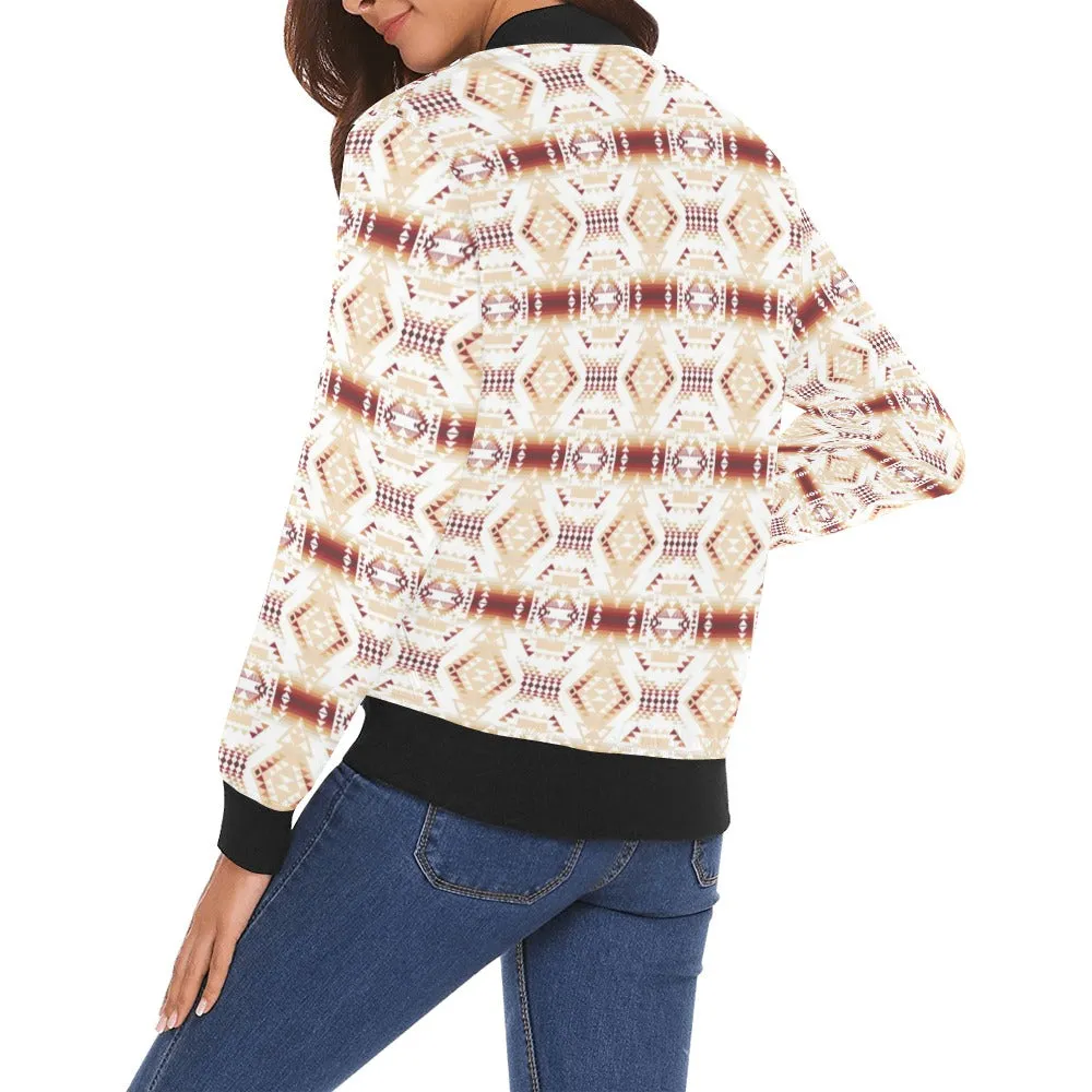 Gathering Clay All Over Print Bomber Jacket for Women