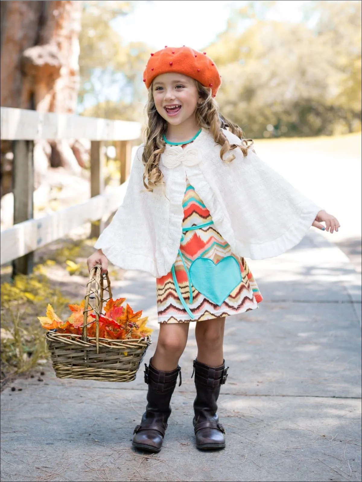 Girls Creme Poncho