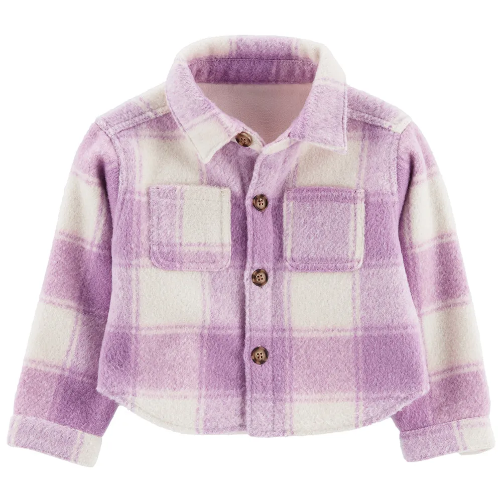 Girls' Purple Plaid Shacket 2Q312510