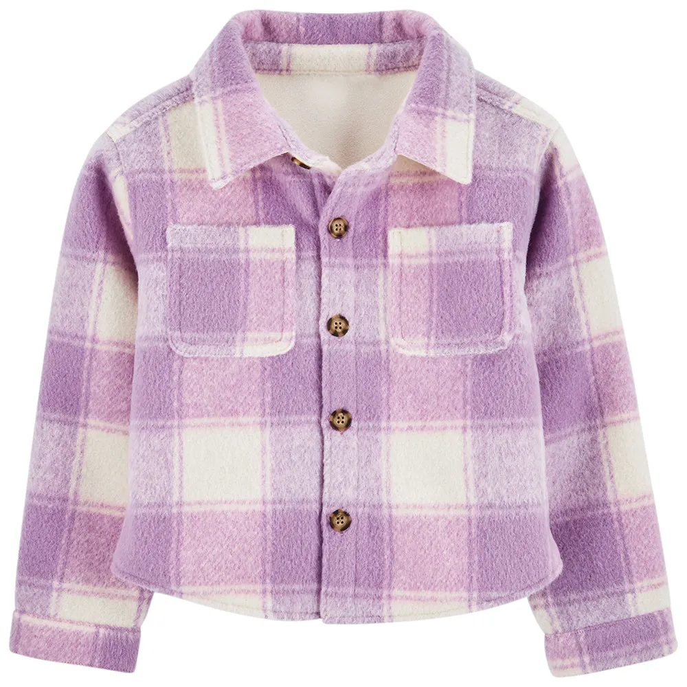 Girls' Purple Plaid Shacket 2Q312510