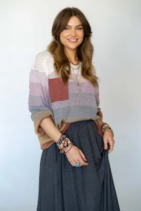 Going Places Gradient Stripe Sweater - Mauve