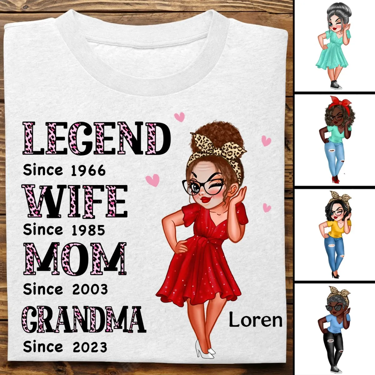 Grandma - Half Pink Leopard Sassy Legend Wife Mom Grandma - Personalized Unisex T-shirt, Sweater, Hoodie