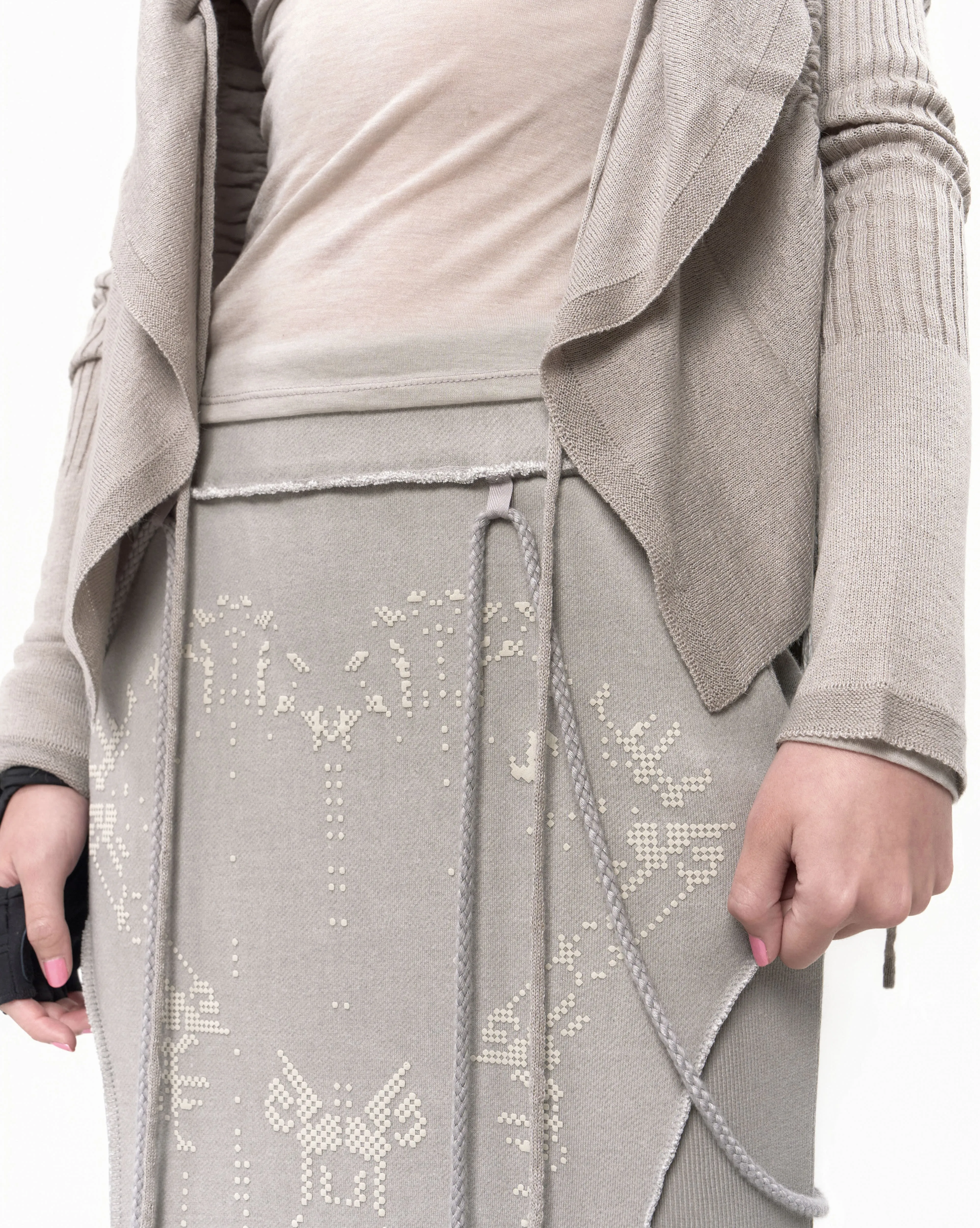 Graphic Mermaid Maxi Skirt Grey