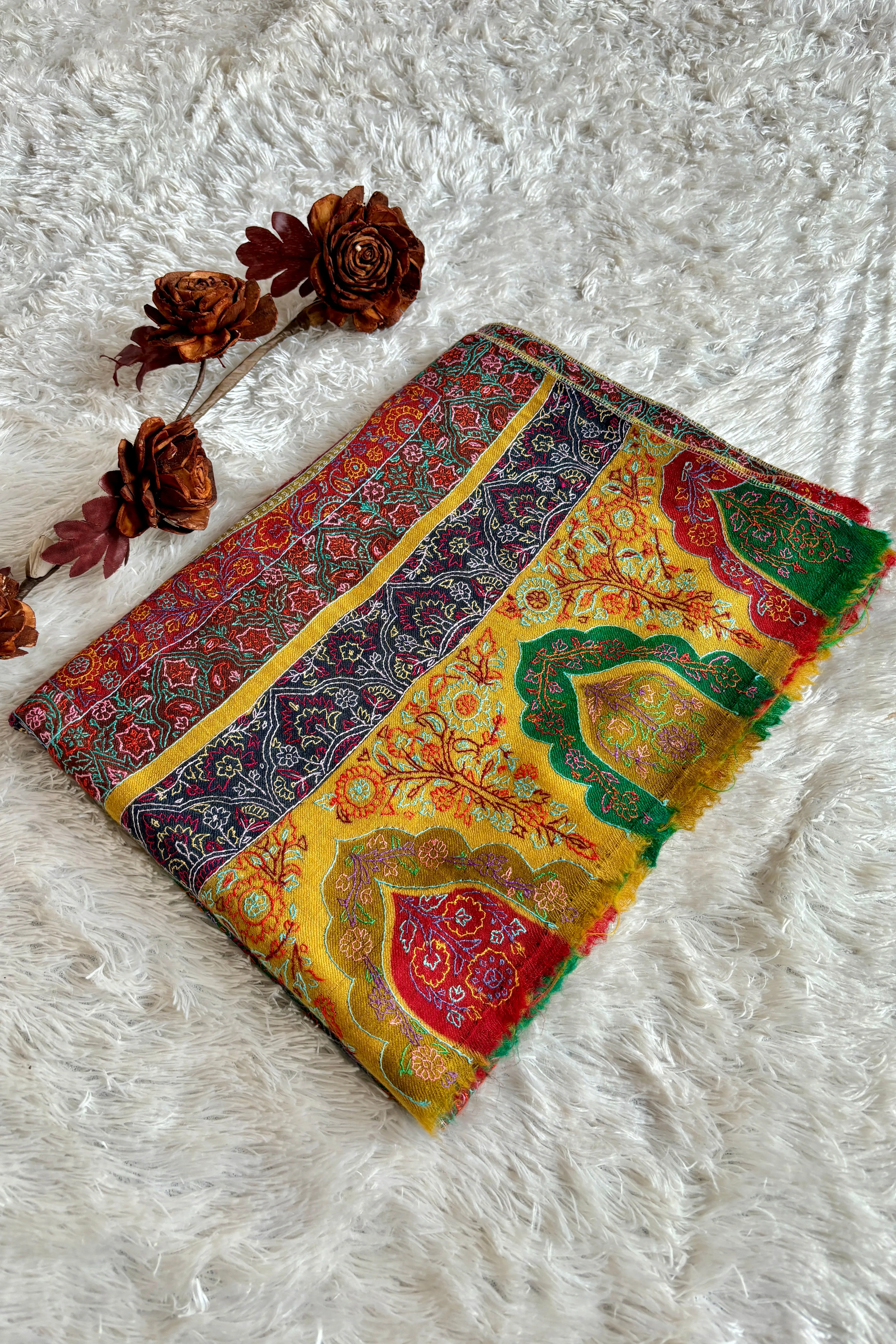 Hand Embroidered Kashmiri Pashmina Shawl - PALI