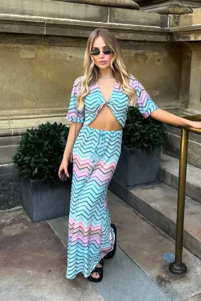 Hattie green zigzag maxi skirt crop top co-ord