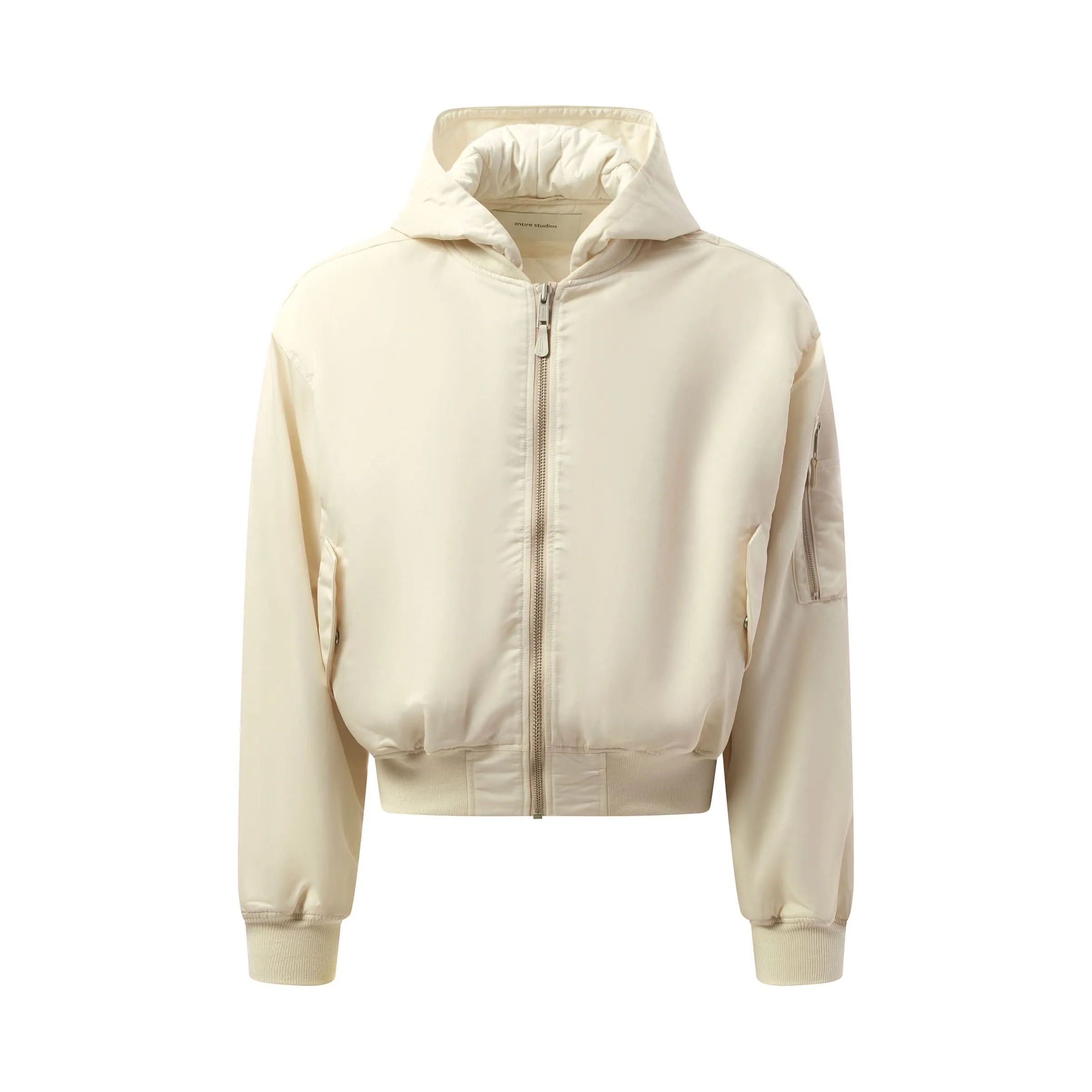 Hooded Broad Bomber Jacket in Ivory