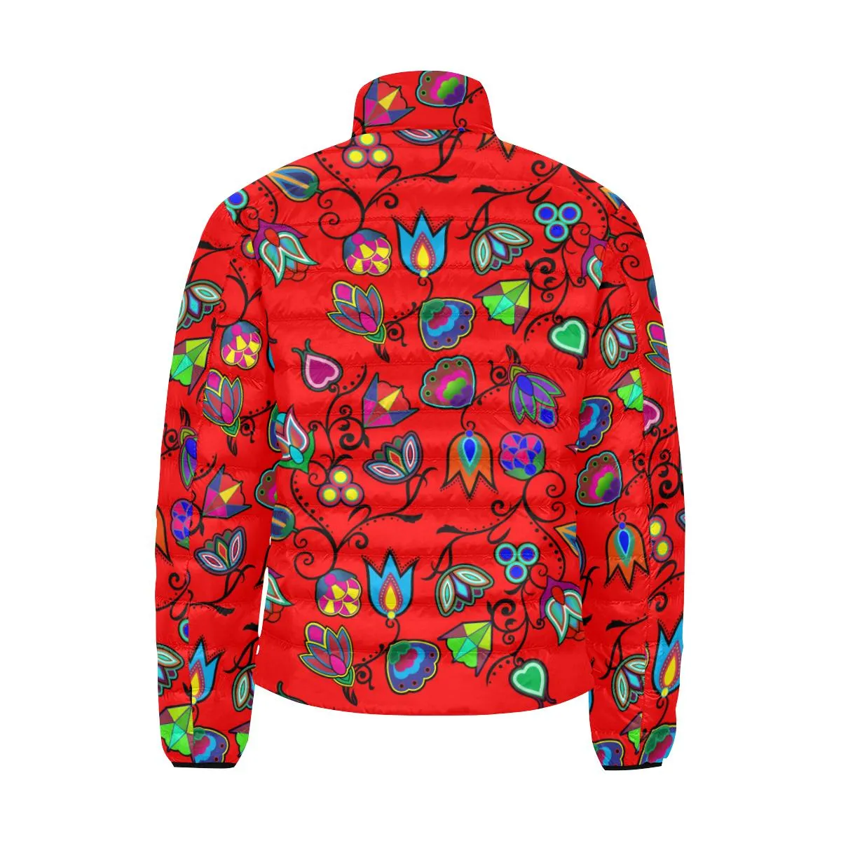 Indigenous Paisley Dahlia Men's Stand Collar Padded Jacket