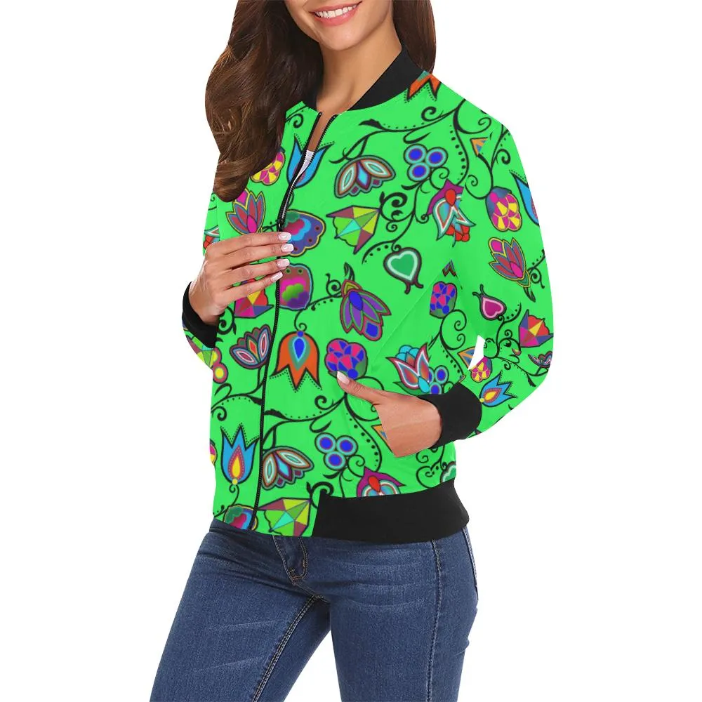 Indigenous Paisley - Green Bomber Jacket for Women