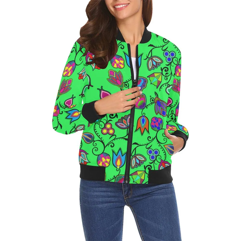 Indigenous Paisley - Green Bomber Jacket for Women