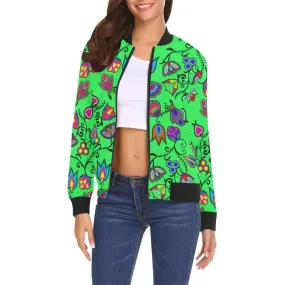 Indigenous Paisley - Green Bomber Jacket for Women