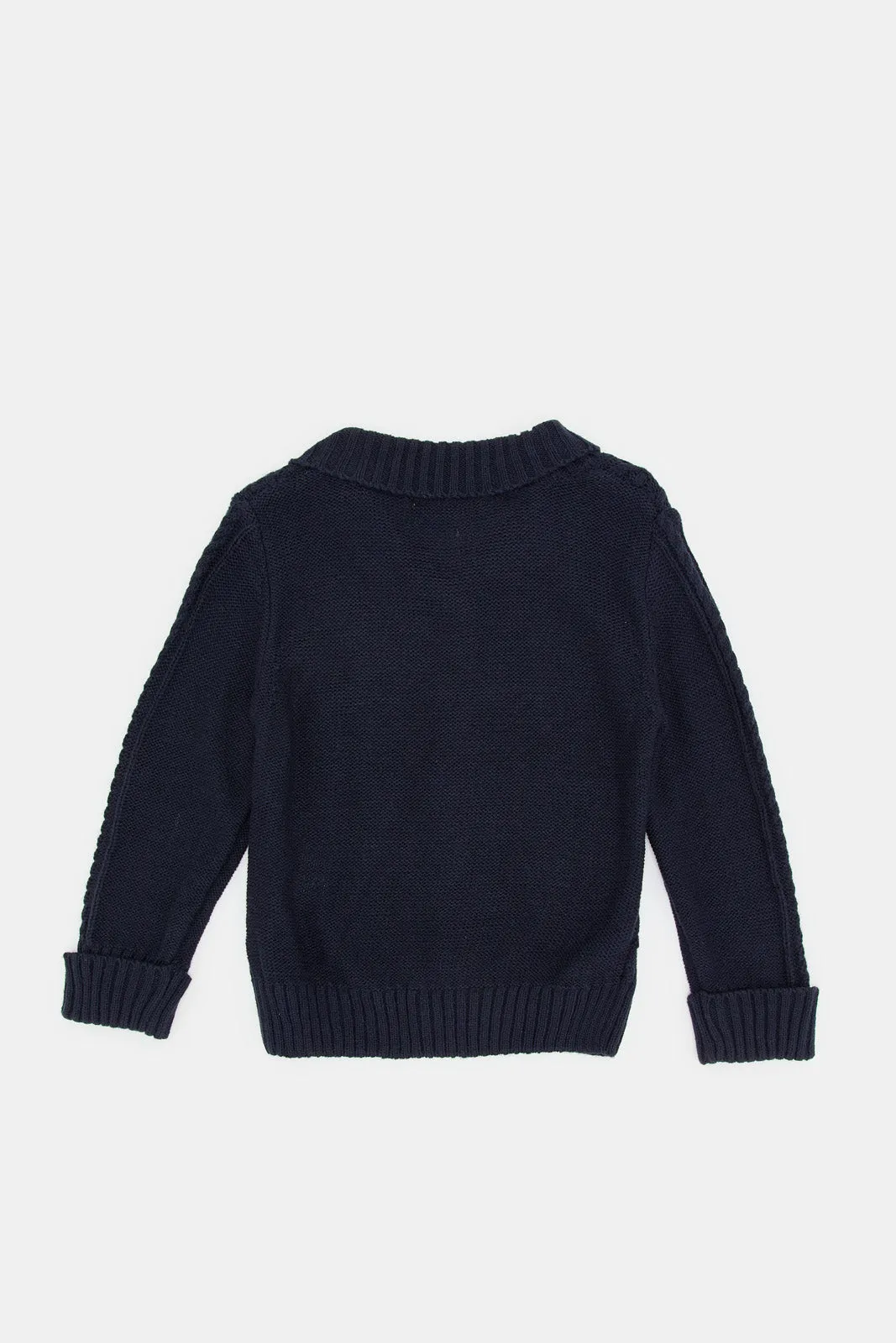 Infant Boys Navy Button Up Cable Cardigan