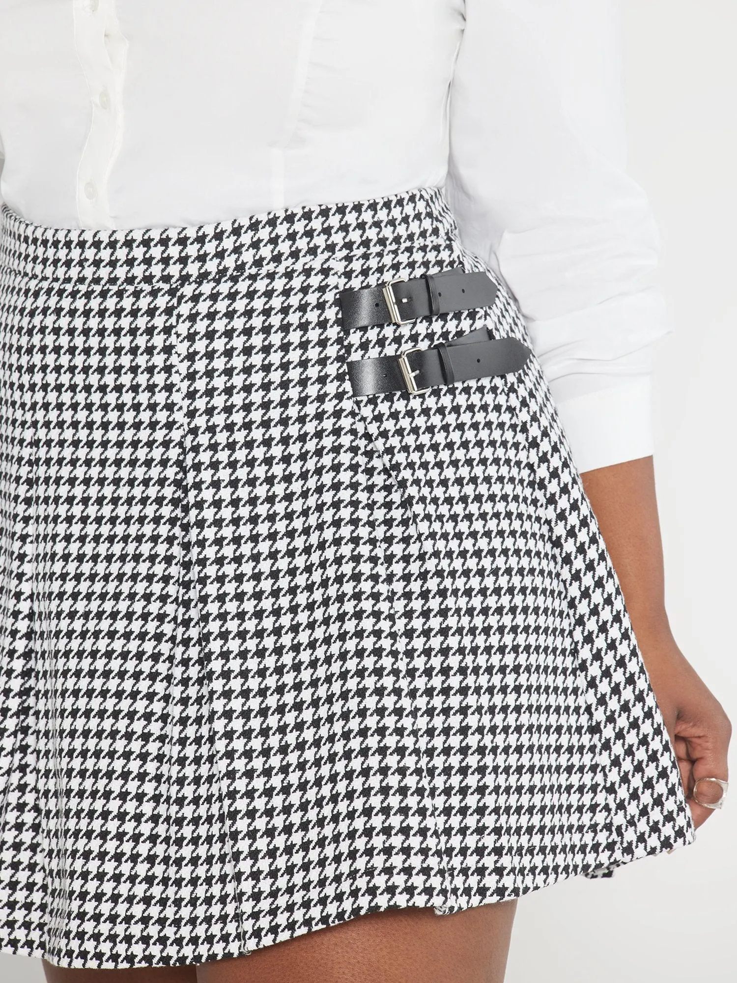 Jessica Pleated Houndstooth Skirt