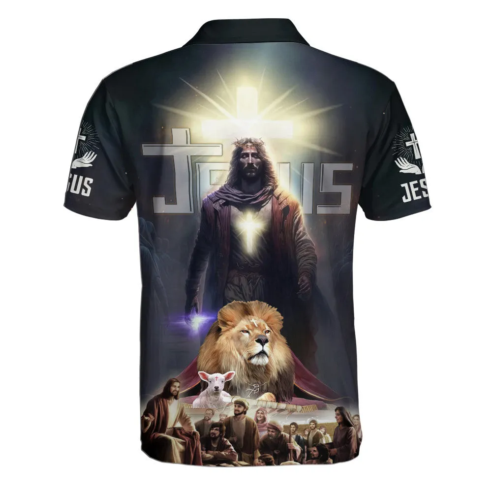 Jesus And Lamb Lion Polo Shirt - Christian Shirts & Shorts